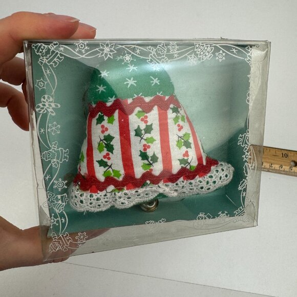 Vtg 1984 Calico Christmas Scented Cloth Ornament Bell Shape w Original Box READ - Picture 4 of 11